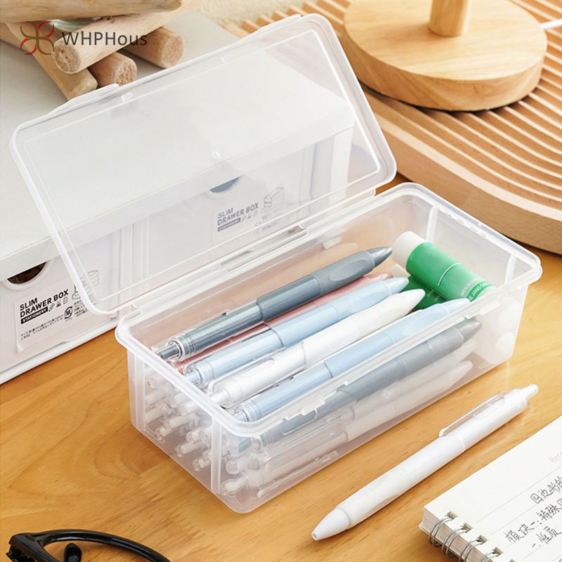 RUA 1 Hộp Đựng Nhựa Dung Tích Lớn Có Thể Xếp Chồng Trong Suốt Hộp Đựng Đồ Dùng Văn Phòng Hộp Sắp Xếp Lưu Trữ Mới