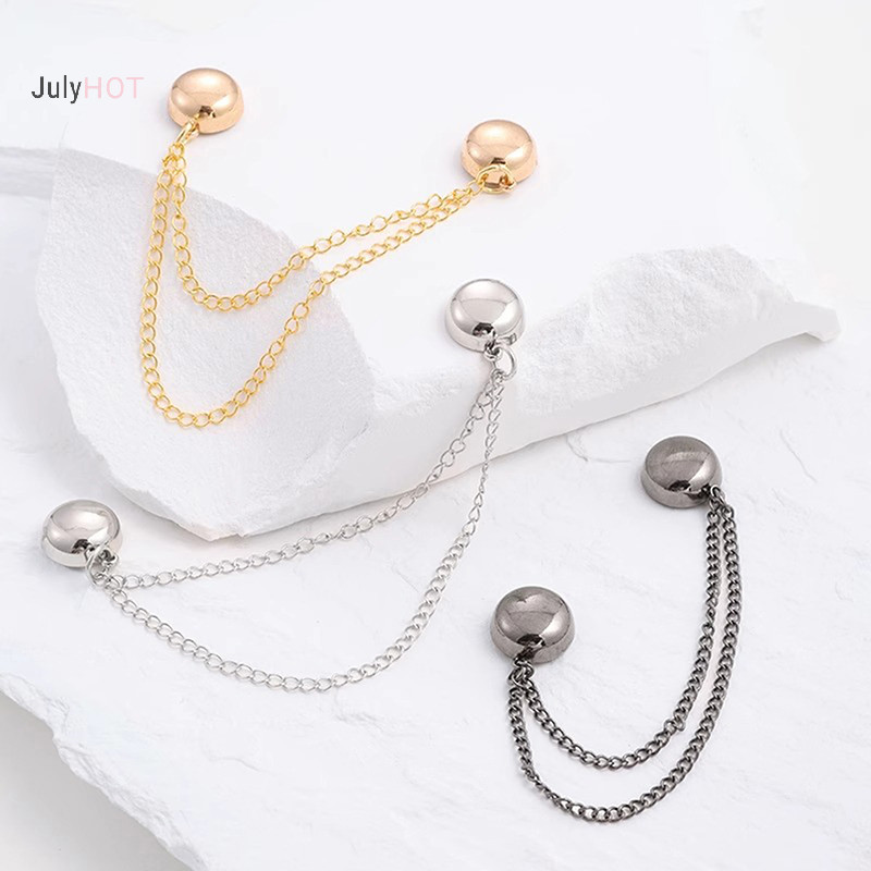 Julyhot 2 Chiếc Đa Năng Từ Quần Áo Kẹp Có Dây Xích Nút Kim Loại Kẹp Quần Áo Khăn Chân Vòng bít Cố Định Nam Châm Pin Massivedeals