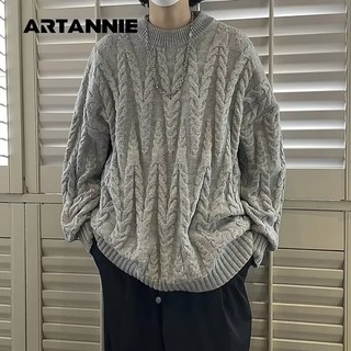 Áo len nam EERSHENSHI cổ tròn xoắn áo chui đầu cổ điển Nhật Bản dáng rộng lười biếng phong cách áo len dệt kim