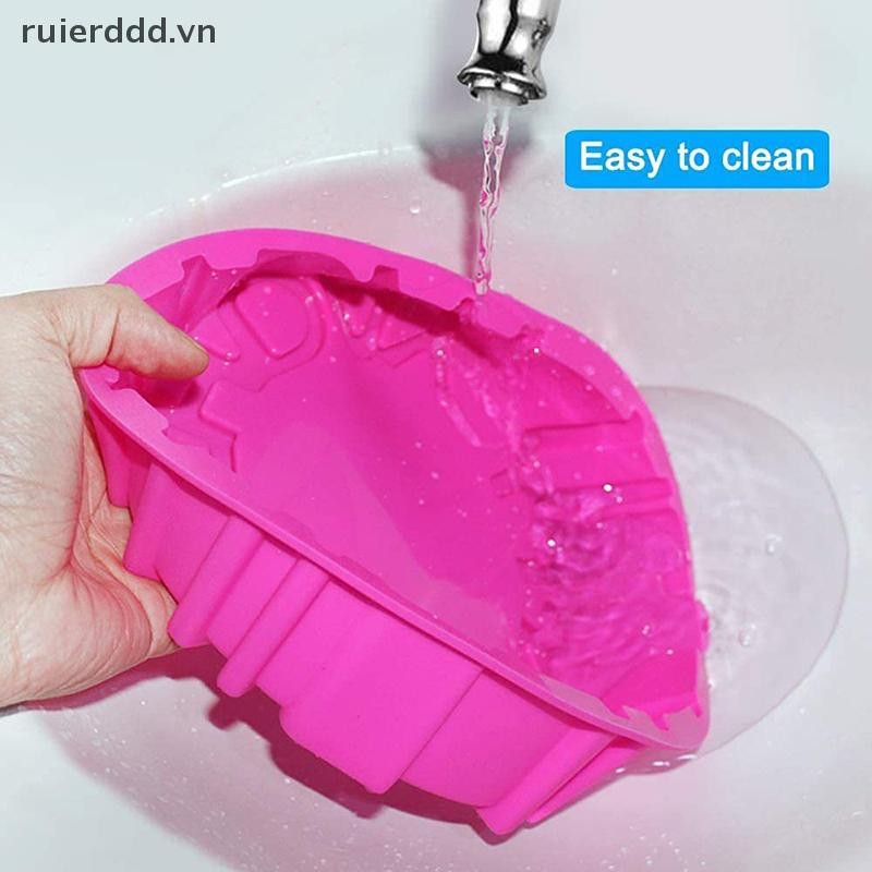 # Mới # Happy Birthday Chảo nướng tròn Mousse Khuôn silicon Khay nướng bánh DIY.