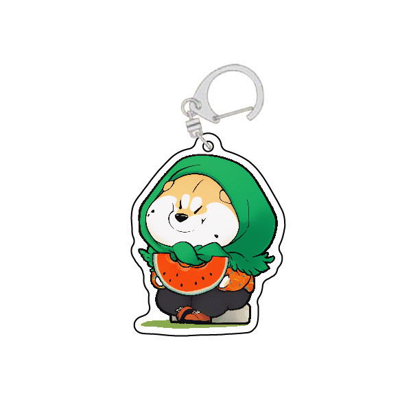 Corgi Shiba Inu Móc Chìa Khóa Con Chó Con Búp Bê DIY Hoạt Hình Dễ Thương 2 Mặt Acrylic Móc Khóa Học Mặt Dây Chuyền