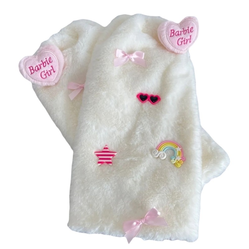 Cute Bowknot Plush Furry Leg Warmers for Women Winter Boot Toppers Long Socks