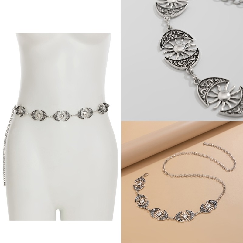 Coo Vintage Dây Thắt Lưng Kim Loại Thánh Giá Hông Dây Xích Thắt Lưng Cơ Thể Dây Xích Eo Trang Sức