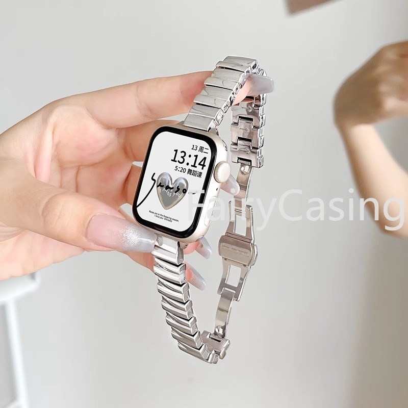 Dây đeo kim loại thời trang S11 cho Apple Watch 46mm 44mm 40mm 45mm 41mm Ultra 2 49mm 42mm 44 45 MM WatchS11 ban nhạc Vòng tay bằng thép không gỉ Iwatch Series 10 7 8 9 Se 4 5 6