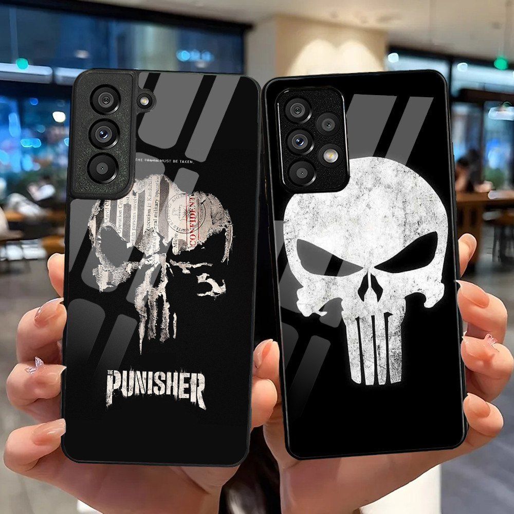 Ốp Điện Thoại Kính Cường Lực PUNISHER 01 Cho Samsung Galaxy S9 Plus S10 S10e S20 FE S20 Plus S21 S22 S23 S23 Ultra Note 9 10 Plus Note 20 Ultra Cover