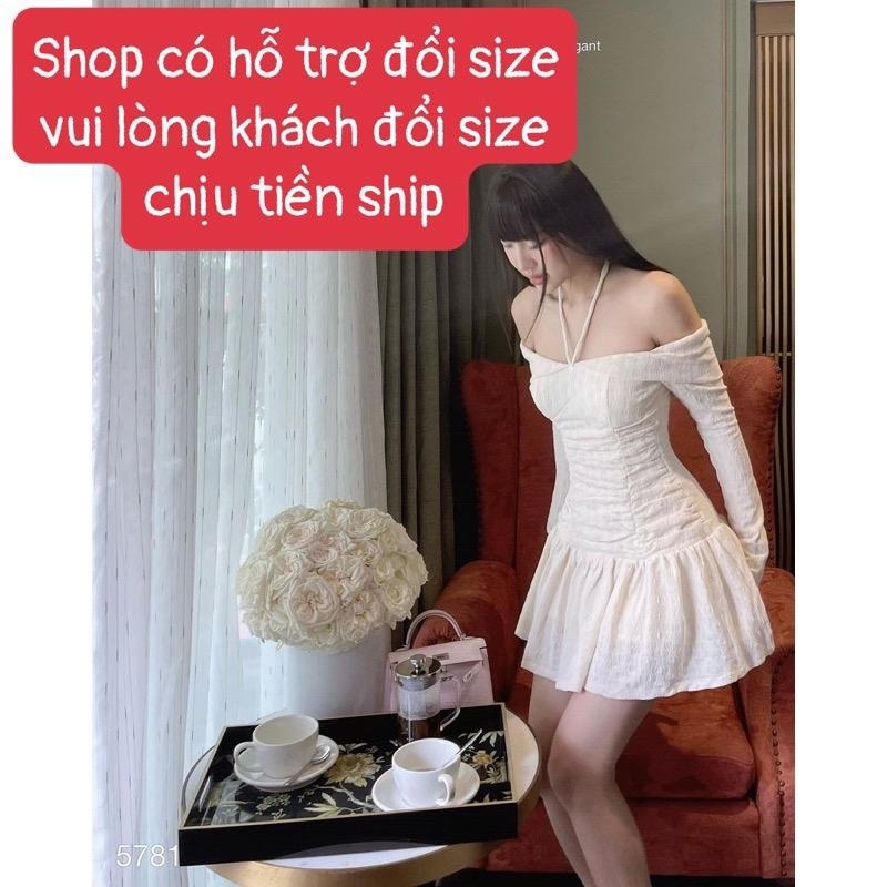 Đầm trễ vai tay dài loe nhẹ from ngắn xoè 2 lớp có quần đi tiệc đi chơi Kho Sỉ Hải Chuyền V10