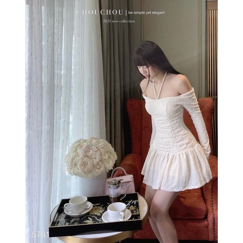 Đầm trễ vai tay dài loe nhẹ from ngắn xoè 2 lớp có quần đi tiệc đi chơi Kho Sỉ Hải Chuyền V10