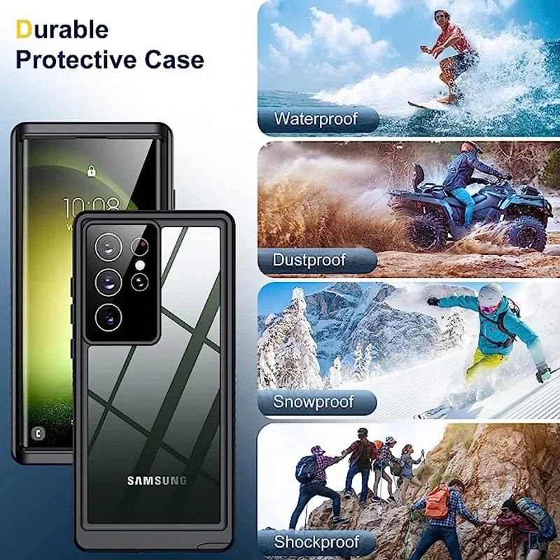 IP68 360 Kín Chống Thấm Nước Cho Samsung S25 S24 S23 S20 FE S9 Note 20 10 9 Plus S26 Ultra Ốp Điện Thoại