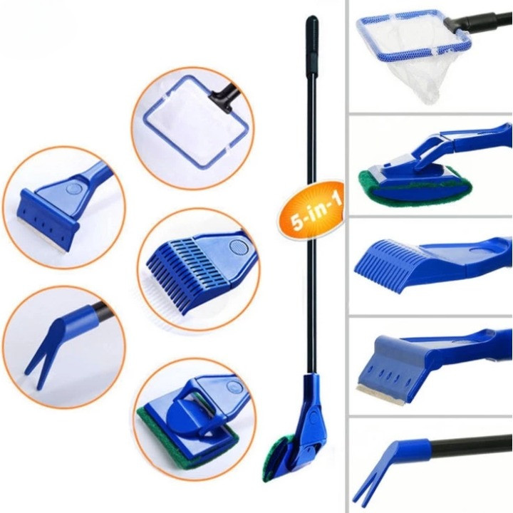 Bộ Dụng Cụ Vệ Sinh 5 In 1 Cho Bể Cá Cảnh, Bể Thủy Sinh