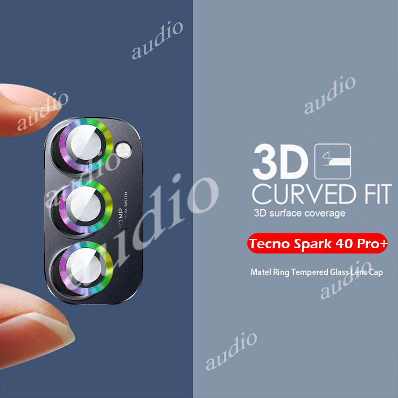 Kính cường lực bảo vệ ống kính máy ảnh kim loại TECNO Spark 40 Pro + 4G cho Tecno Spark 40 Pro + 40Pro + 4G Vòng kim loại trong suốt Bảo vệ ống kính máy ảnh Kính cường lực cho TECNO Spark40 Pro + 4G