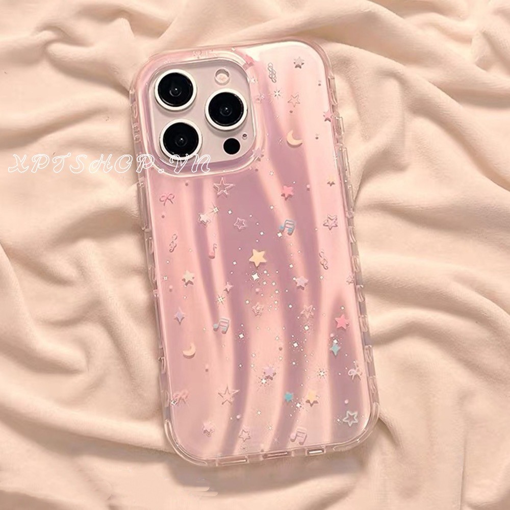 Ốp Điện Thoại Màu Hồng Ngôi Sao Cho iPhone 17 Pro Max iPhone 17 Air 16 Plus 15 14 13 12 11 Vỏ Bảo Vệ Chống Sốc