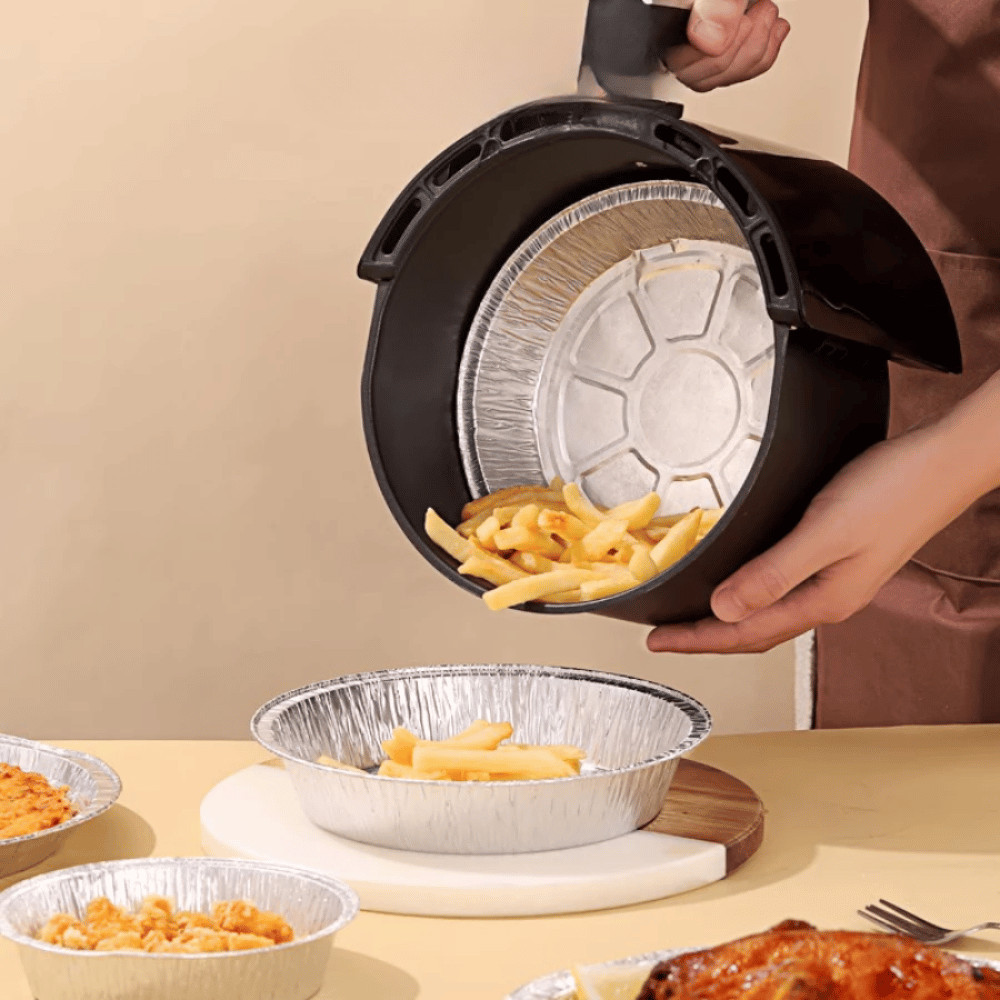 Combo 50 Khay Giấy Bạc 22cm Loại 1 Lót Nồi Chiên Không Dầu Lò Nướng Thức Ăn Bánh DT056