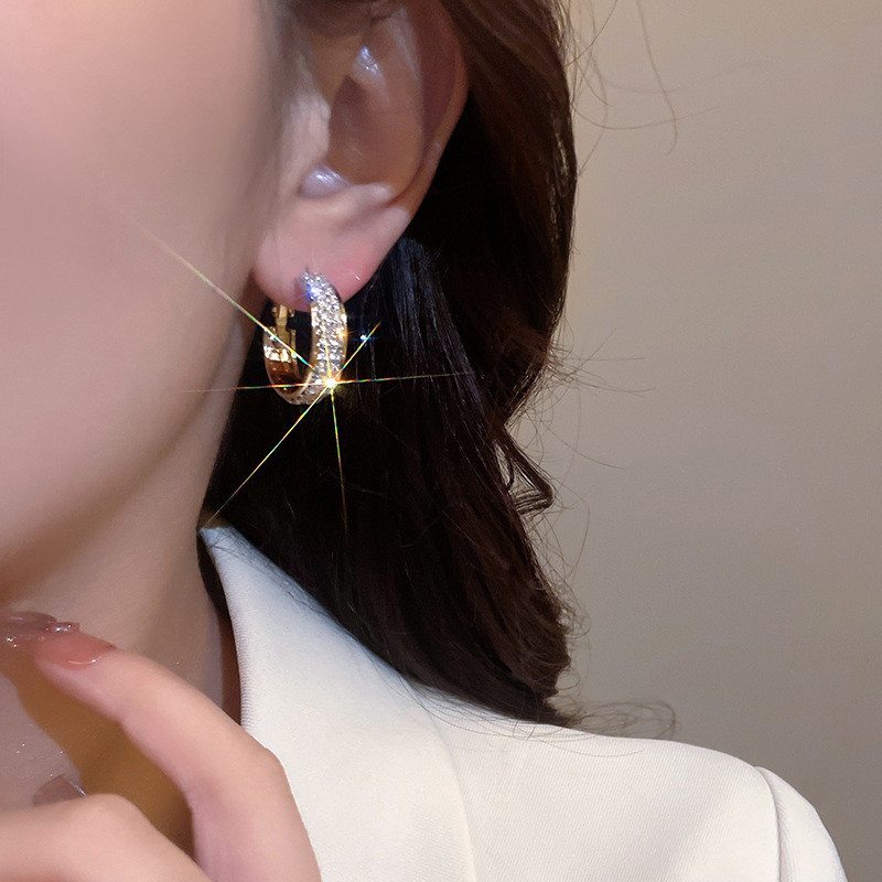 Chunky Vòng Bông Tai Thời Trang Đa Năng Micro Pave Zircon Bông Tai Nữ