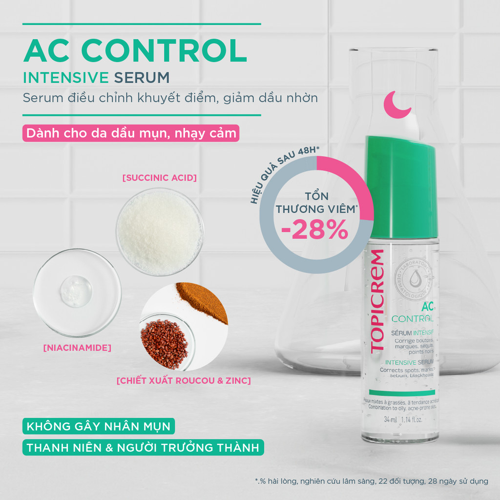 Serum dành cho da mụn TOPICREM AC CONTROL INTENSIVE SERUM 34ml | Shopee  Việt Nam