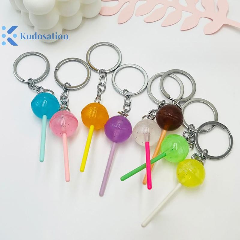 Kudosation 1 Mô Phỏng Lollipop Móc Khóa Trong Suốt Dạ Quang Nhựa Phụ Kiện Túi Kẹo Đồ Trang Trí Quà Tặng Sáng Tạo Điểm