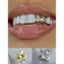 BORAGETE Hip Hop Răng Grillz, Lưới Tản Nhiệt Đồng Trái Tim Rỗng, Đôi Trái Tim Màu Vàng Sáng Bóng Răng Mũ Trang Sức Răng