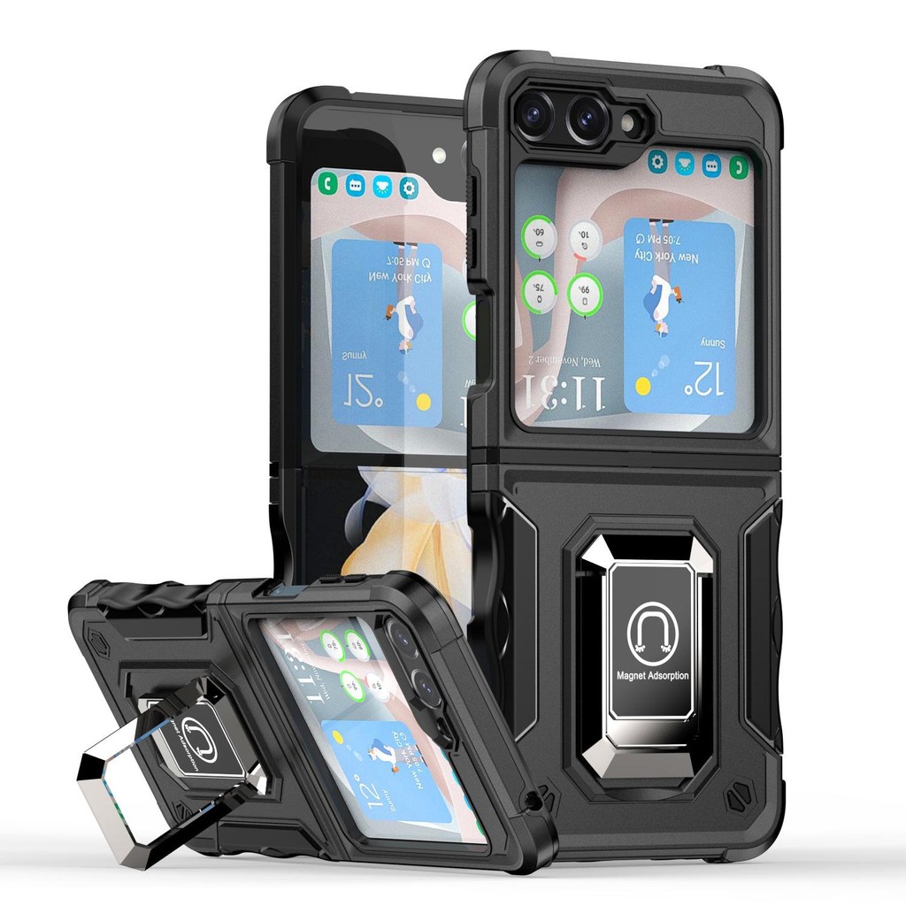 Thích hợp cho Samsung Galaxy ZFlip7 5G Mecha Giá đỡ nhẫn đeo tay Vỏ điện thoại cho Flip6 zflip5 zflip4 zflip3 Giá đỡ nhẫn Vỏ cứng Vỏ bảo vệ chống sốc