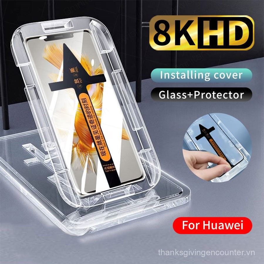 Cài đặt One Click Full Cover Kính cường lực cho Huawei Mate 50 40 30 20 Pro Nova 10 9 8i SE P60 50 40 30 Pro Plus Lite Art V6RM