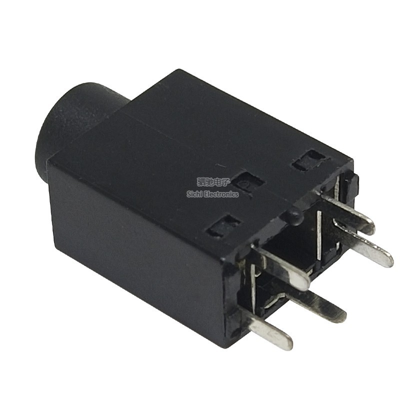 3.5 PJ-358 Ổ Cắm Tai Nghe Dọc Loại Pin Ổ Cắm Âm Thanh Dọc Đen 180 Độ Pin 5P
