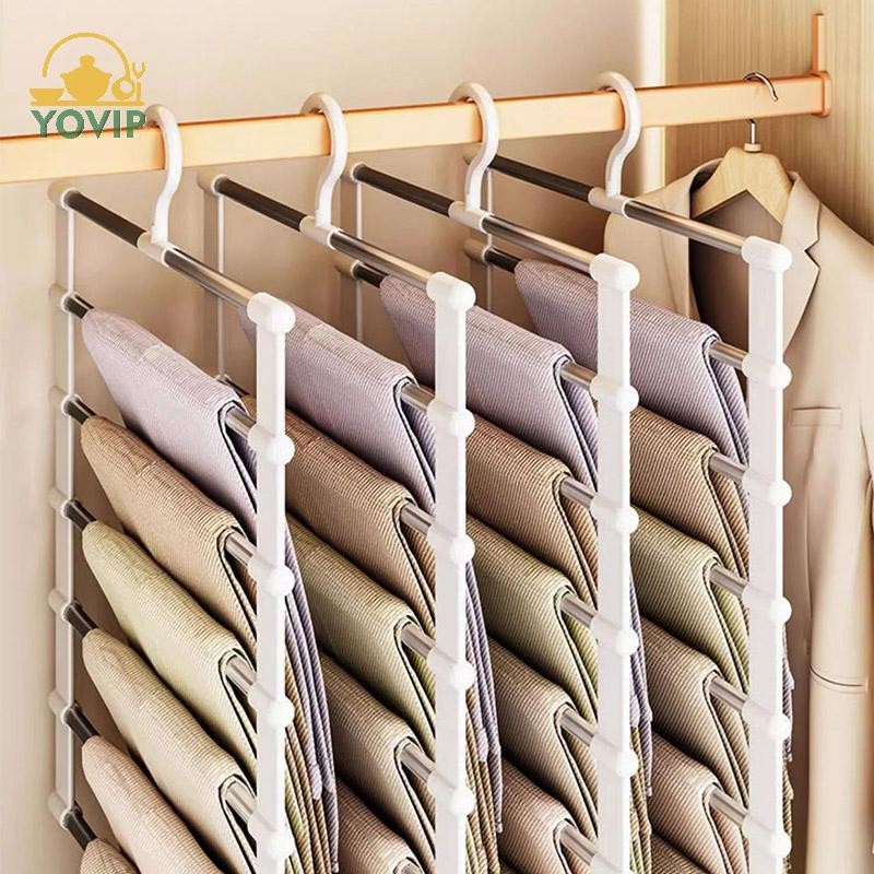 YOVIP Móc treo quần inox gập gọn, giá tiết kiệm không gian, tổ chức tủ quần áo VN