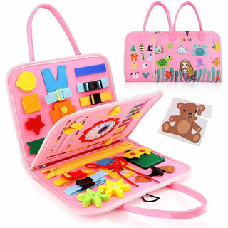Montessori Sensory Toys For Toddler ,Busy Board Kid Basic Life Skills Toys Early Learning Educational Toys Busy Book Quiet Book Toddlers Buckle Training