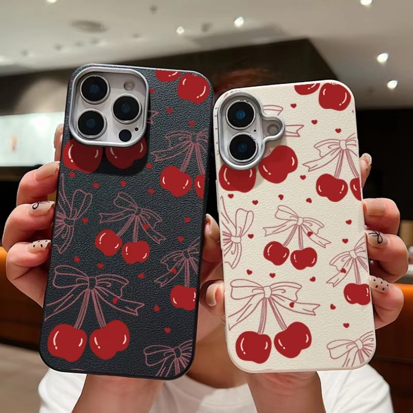 Ins Hàn Quốc Nơ Đỏ Họa Tiết Anh Đào Ốp Lưng Điện Thoại Tecno Spark 20 Pro 20C 6 GO 2023 CAMON 40 Pro Premier 20 30 30s Pro POP9 10 Vỏ Chống Sốc