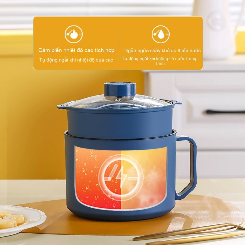 Nồi điện đa năng không dính mini - 1-2 người dùng, nấu cơm/xào món 1 thể, dễ lau chùi dùng gia đình/ký túc xá