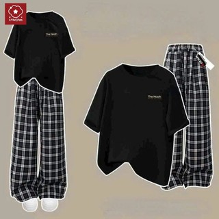 TỔNG HỢP CÁC SET QUẦN CARO ĐEN TO+MIX ÁO PHÔNG MÙA HÈ- CHỮ THE NOAH-