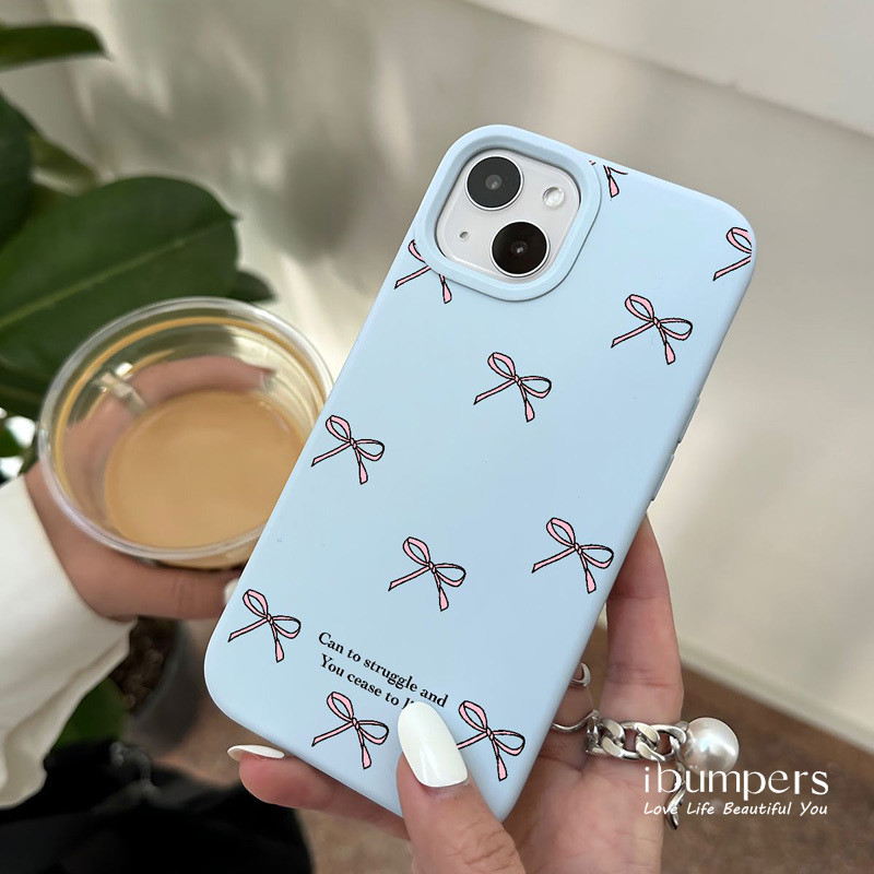 ibumpers Ốp Điện Thoại iPhone Họa Tiết Nơ Màu Hồng Đơn Giản Cho IPhone 16 15 14 12 13 11 Pro Max IP 7 8 Plus X XS XR Ốp Lưng Silicon Lỏng Mềm