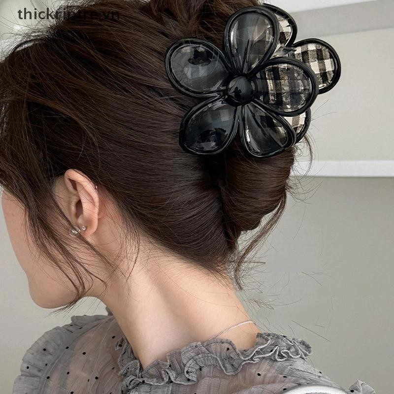 THI Retro Thiết Kế Hình Học Trong Suốt Kẻ Sọc Tóc Vuốt Kẹp Đơn Giản Thanh Lịch Cho Nữ Bé Gái Phụ Kiện Tóc VN