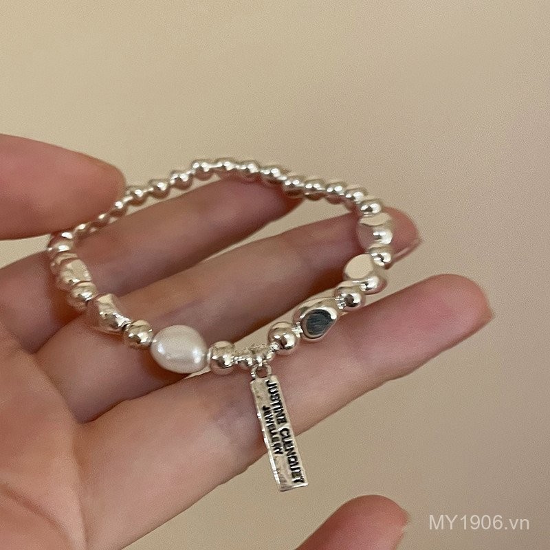 Vòng tay ngọc trai Baroque, Ánh sáng sang trọng Niche Tính khí đơn giản Vòng tay bạc bị hỏng Người ảnh hưởng Vòng tay cùng phong cách
