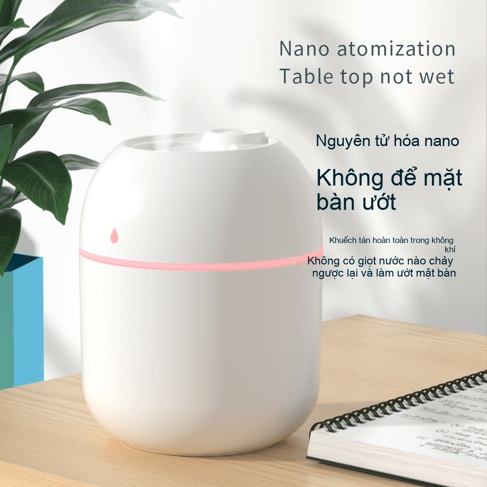 Máy tăng độ ẩm Hình Giọt Nước Mini - Cổng USB Có Đèn Ánh Sáng Không Khí, Bổ Sung Ẩm Không Khí Dùng Phòng Ngủ Nhà Ở