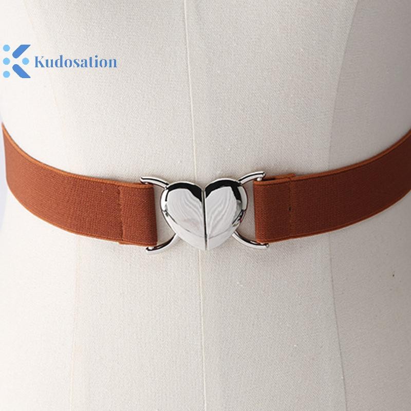 Kudosation Thắt Lưng Co Giãn Trái Tim Tình Yêu Khóa Kim Loại Eo Đầm Áo Len Trang Trí Dây Thắt Lưng