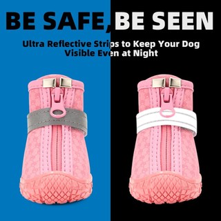 Giày cho chó-Giày chống nước cho chó Paw Protector cho vỉa hè nóng tuyết mùa đông, Booties cho chó có dải phản quang