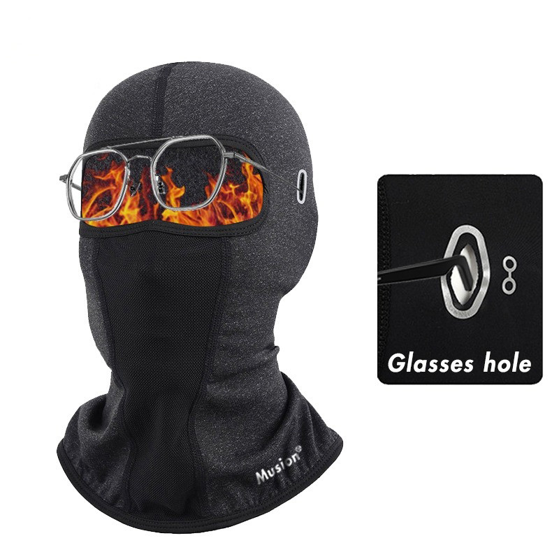 Musion Fleece Trượt tuyết nhiệt Balaclava có lỗ kính Thời tiết lạnh Mặt nạ trượt tuyết toàn mặt Chống gió Ấm cổ đông để đi xe đạp và trượt tuyết