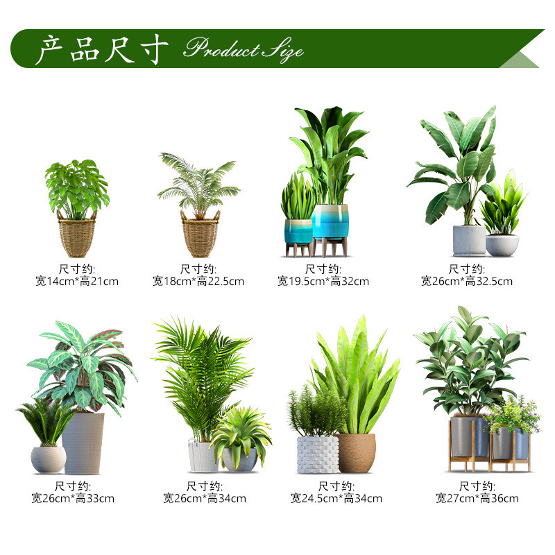 WY9102 Cây Xanh Tươi Chậu Dán Tường Phòng Khách Phòng Ngủ Hành Lang Cầu Thang Nền Trang Trí Tường Miếng Dán Chống Thấm Nước