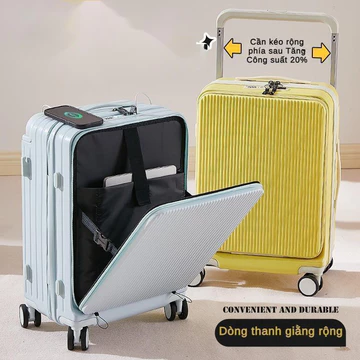 Vali du lịch vali kéo rộng bánh xe xoay 360 độ vali lên máy bay nhẹ nắp mở phía trước vali du lịch đa năng