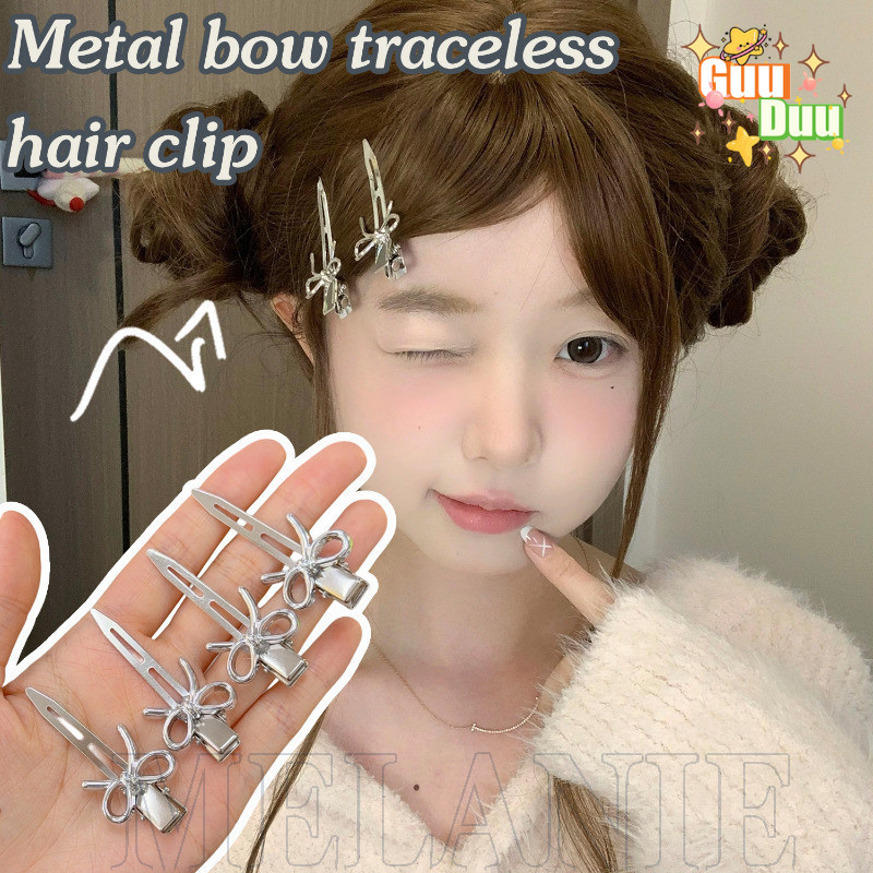 5 Kẹp Tóc Nơ Kim Loại - Traceless, Cool - Y2K Trend Phụ Kiện Tóc - Mỏ Vịt Barrettes - Kẹp Tóc Trang Điểm Bé Gái - Kẹp Tóc Side Bangs - Dụng Cụ Tạo Kiểu Tóc