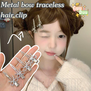 5 Kẹp Tóc Nơ Kim Loại - Traceless, Cool - Y2K Trend Phụ Kiện Tóc - Mỏ Vịt Barrettes - Kẹp Tóc Trang Điểm Bé Gái - Kẹp Tóc Side Bangs - Dụng Cụ Tạo Kiểu Tóc