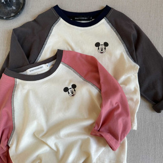 Mùa Xuân Thu Cotton Nguyên Chất Bé Trai Bé Gái Áo Thun Dài Tay Trung Nhỏ Trẻ Em Bé Hoạt Hình In Hình Cổ Tròn Áo Sơ Mi Đáy