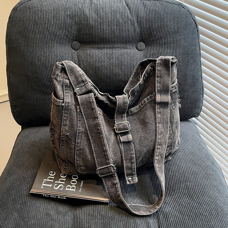 【Best Seller】Túi Denim Nữ Retro Phong Cách Hàn Quốc Dung Tích Lớn Đeo Vai Đeo Chéo Đi Làm Đi Học