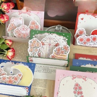 Thiệp Chúc Mừng Sinh Nhật Vintage Xinh Giấy Hoa Hồng Đỏ Hoàng Tử Bé Tặng Kèm Sticker Timo GQ56