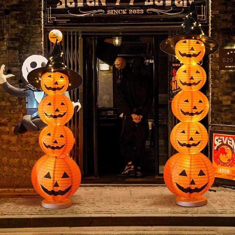 Halloween Bí Ngô Đèn Lồng Trang Trí Cửa Hàng Mua Sắm Trung Tâm Influencer Đồng Hồ Thẻ Cảnh Không Khí Trang Trí Sự Kiện Đạo Cụ Trang Trí 8.15 BRG1