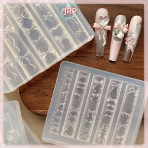 JRP 3D Ruy Băng Nơ Hình Khuôn Dập Stencils UV Gel Ba Lan Khuôn Nghệ Thuật Silicon Khắc Khuôn DIY Thiết Kế Móng Tay Charm Trang Trí JRP