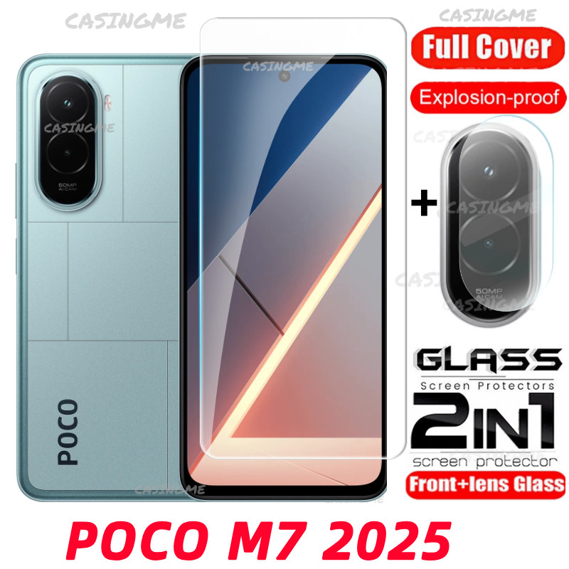 POCO M7 2025 4G Full Cover Kính Cường Lực Flim Cho POCO M7 POCOM7 Plus M 7 Pro 4G 5G 2025 Phim Trước Mặt Sau Ống Kính Kính Mặt Sau Kính Bảo Vệ Màn Hình Ống Kính Máy Ảnh