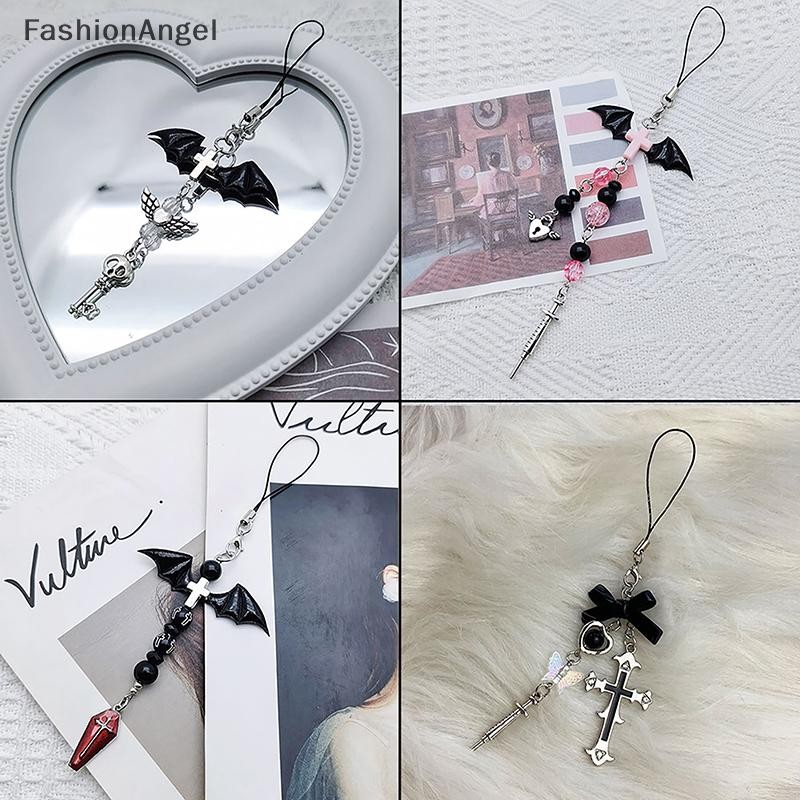 FashionAngel Đen Punk Y2K Dây Chuyền Điện Thoại Cô Gái Thoáng Mát Quyến Rũ Ngọt Ngào Với Phụ Kiện Chữ Thập Cho Túi Điện Thoại Dây Móc Khóa VN