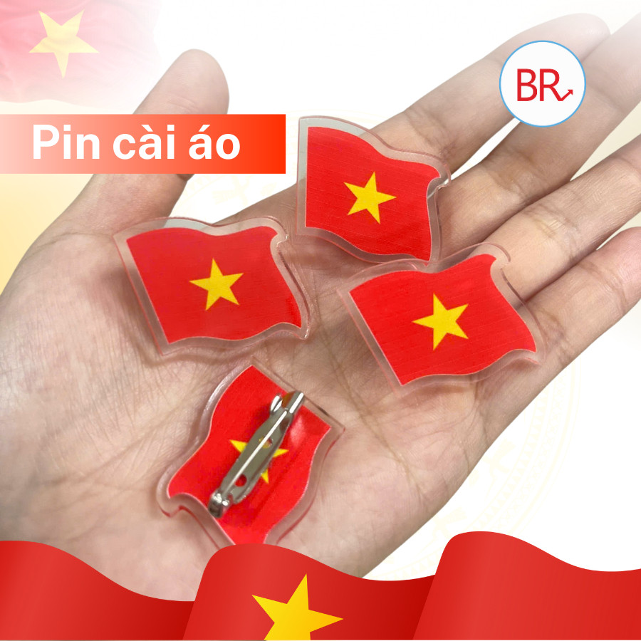 Pin cài áo lá cờ Việt Nam- Cài áo học sinh, mũ, balo cờ đỏ sao vàng, quà lưu niệm yêu nước Việt Nam ngày 2/9