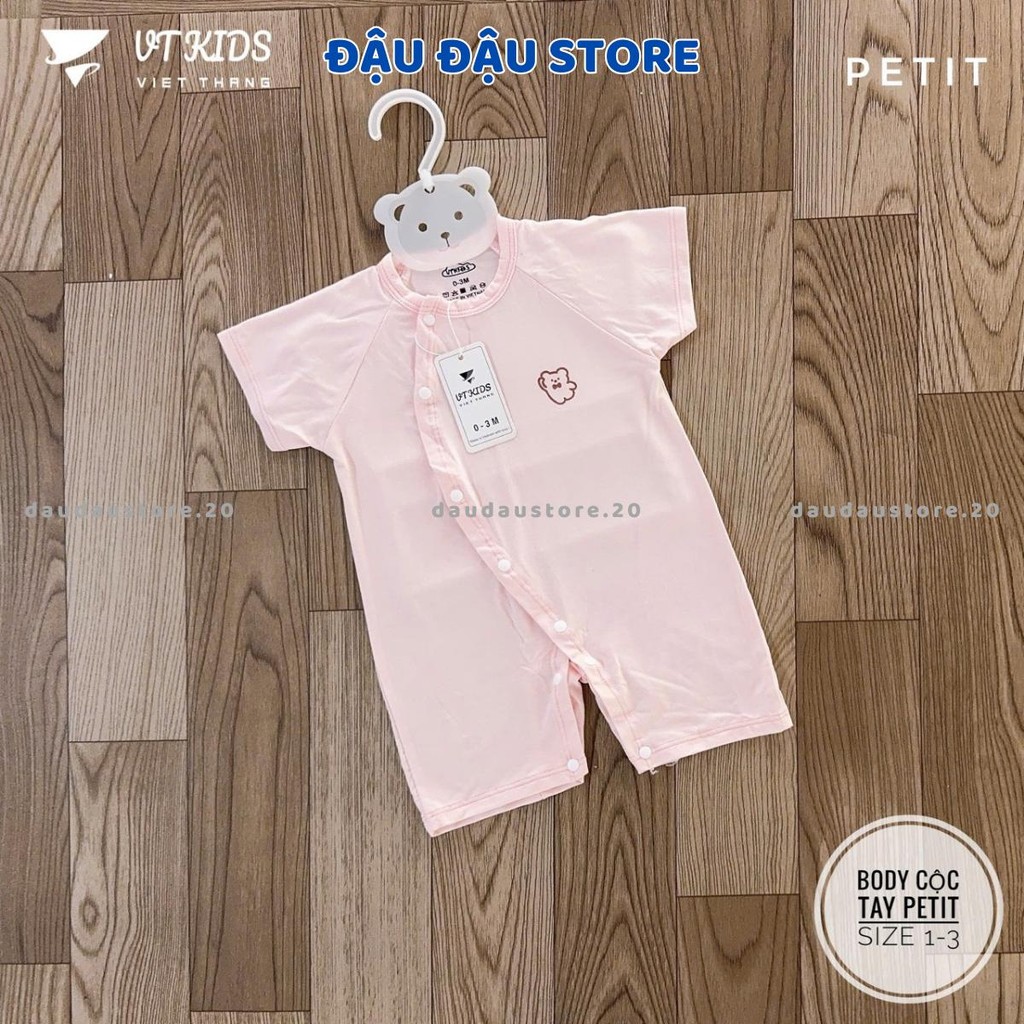 Set 2/3 Body Cộc Tay Thun Petit Màu VT Cúc Bấm Vạt Chéo Sơ Sinh mềm mịn cho bé trai bé gái 3-9kg VT-BDC07 Đậu Đậu Store