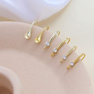 Móc tai bằng đồng mạ vàng giữ màu, có thể lắp hạt ngọc trai, phụ kiện trang sức DIY thủ công