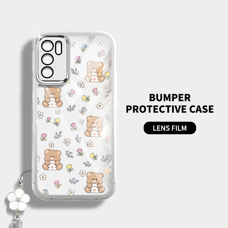 Ốp Điện Thoại YBD INS Style Cho OPPO Reno 12 Pro Reno 12F Realme C65 4G A3 Pro (Ấn Độ) Vỏ Họa Tiết Gấu Nhỏ Được Trang Bị Bảo Vệ Ống Kính